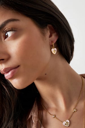 Earrings colored heart with star - Gold color/white h5 Picture4